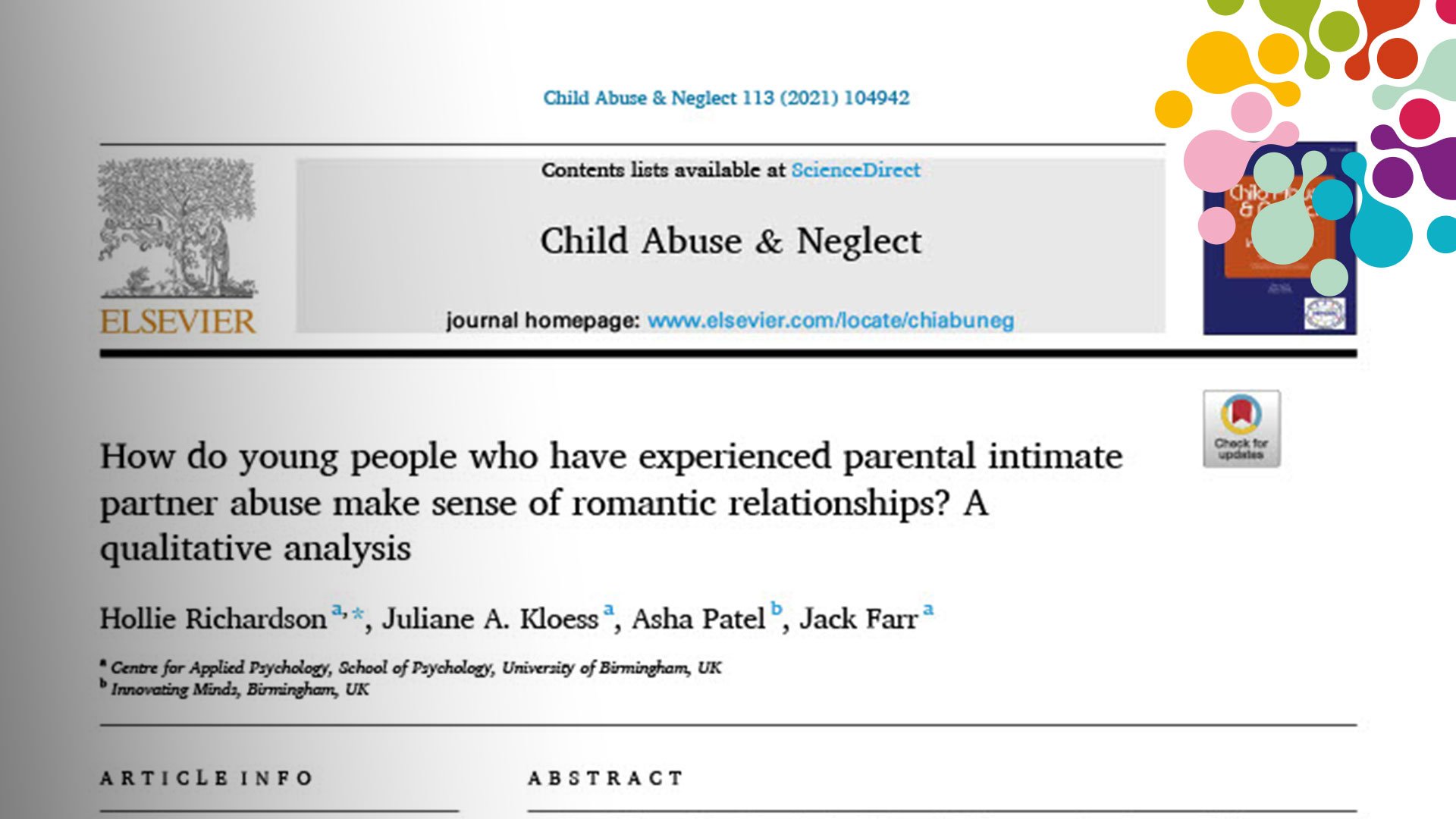 Child abuse and neglect article